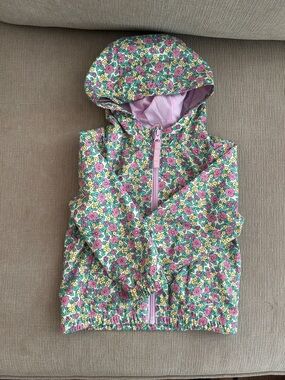 Cat & Jack Floral Hooded Rain Vest - Pink, Green, Yellow